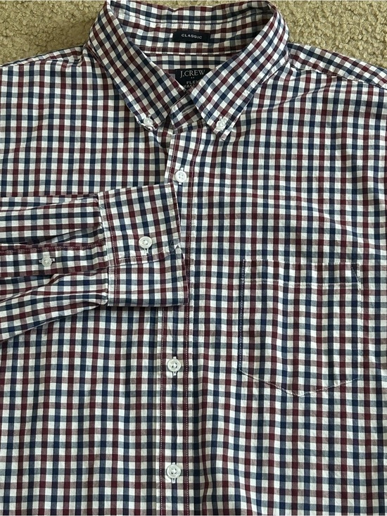 J. Crew Other - J.Crew Flex Washed Classic Fit Stretch Blue White Red Check Button Men’s XL